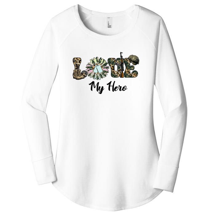 Camo Love My Hero Veteran Dad Gift Father's Day Women's Perfect Tri Tunic Long Sleeve Shirt