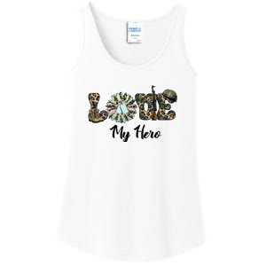 Camo Love My Hero Veteran Dad Gift Father's Day Ladies Essential Tank