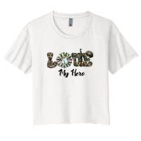 Camo Love My Hero Veteran Dad Gift Father's Day Women's Crop Top Tee