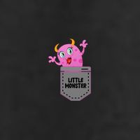 Cute Little Monster Pocket Logo 7 Panel Mesh Trucker Snapback Hat