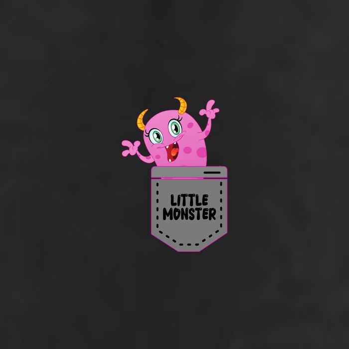 Cute Little Monster Pocket Logo 7 Panel Mesh Trucker Snapback Hat