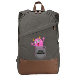 Cute Little Monster Pocket Logo Cotton Canvas Backpack