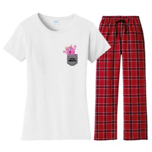 Cute Little Monster Pocket Logo Women's Flannel Pajama Set