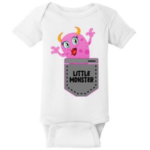 Cute Little Monster Pocket Logo Baby Bodysuit