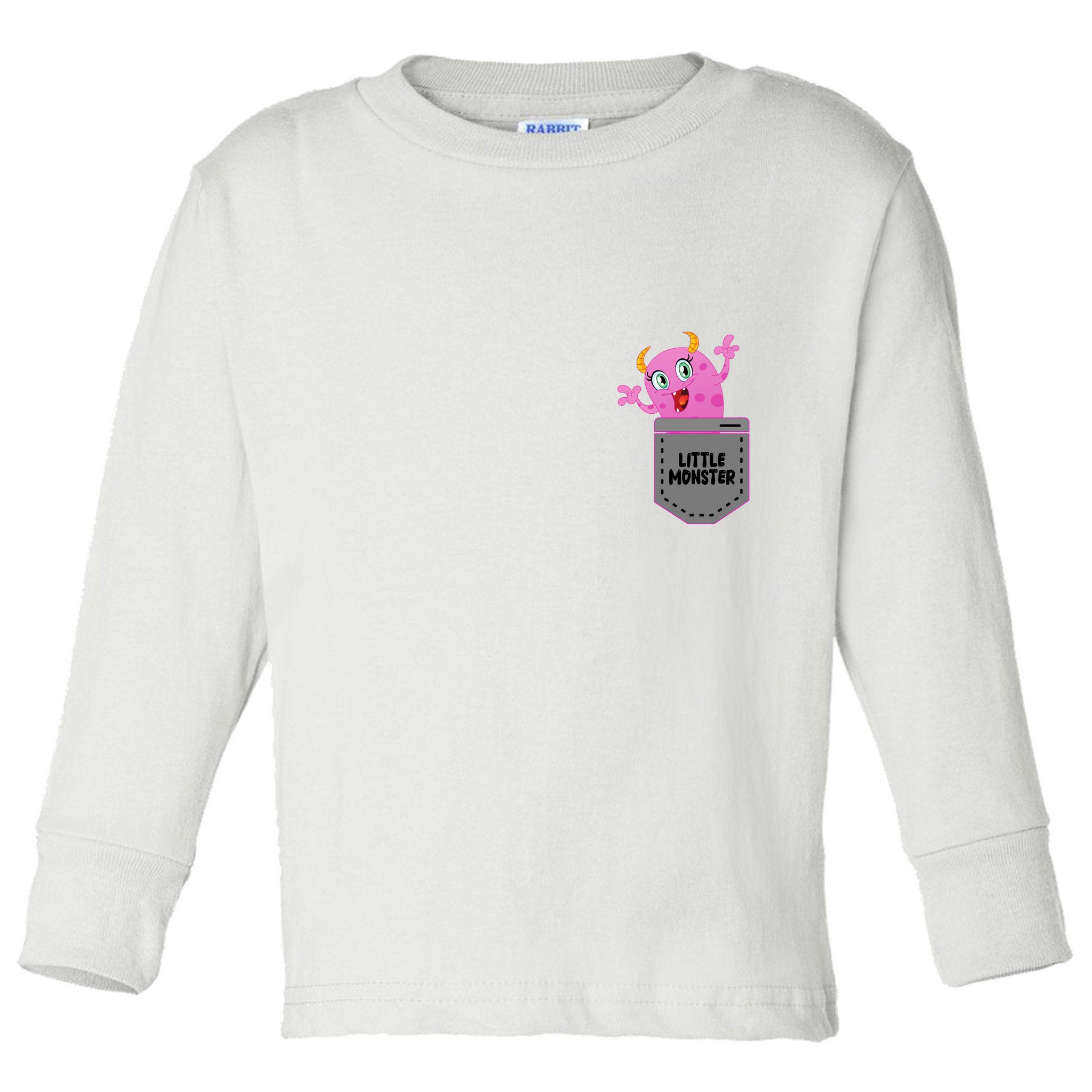 Cute Little Monster Pocket Logo Toddler Long Sleeve Shirt