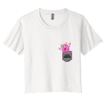 Cute Little Monster Pocket Logo Crop Top