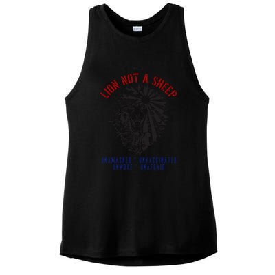 Conservative Lion Not A Sheep Ladies PosiCharge Tri-Blend Wicking Tank