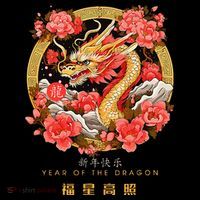Chinese Lunar New Year 2024 Year of the Dragon Zodiac Sign  7-Panel Snapback Hat