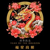 Chinese Lunar New Year 2024 Year of the Dragon Zodiac Sign  Drawstring Bag