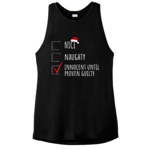 Christmas List Nice Naughty Innocent Until Proven Guilty Cute Gift Ladies PosiCharge Tri-Blend Wicking Tank