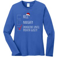 Christmas List Nice Naughty Innocent Until Proven Guilty Cute Gift Ladies Long Sleeve Shirt