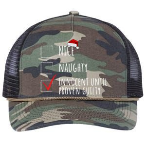 Christmas List Nice Naughty Innocent Until Proven Guilty Cute Gift Retro Rope Trucker Hat Cap