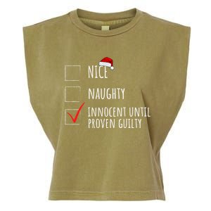 Christmas List Nice Naughty Innocent Until Proven Guilty Cute Gift Garment-Dyed Women's Muscle Tee