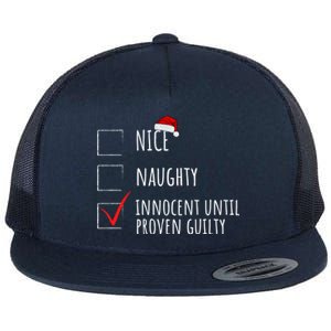 Christmas List Nice Naughty Innocent Until Proven Guilty Cute Gift Flat Bill Trucker Hat