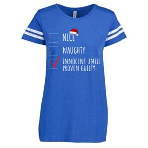 Christmas List Nice Naughty Innocent Until Proven Guilty Cute Gift Enza Ladies Jersey Football T-Shirt