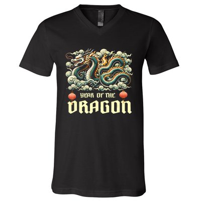 Chinese Lunar New Year 2024 Year Of The Dragon Zodiac Gift V-Neck T-Shirt