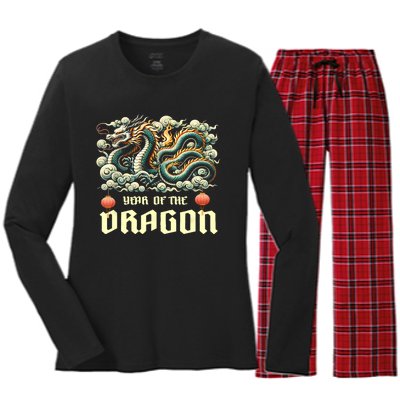 Chinese Lunar New Year 2024 Year Of The Dragon Zodiac Gift Women's Long Sleeve Flannel Pajama Set 