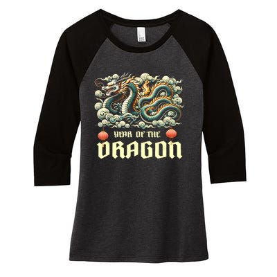 Chinese Lunar New Year 2024 Year Of The Dragon Zodiac Gift Women's Tri-Blend 3/4-Sleeve Raglan Shirt