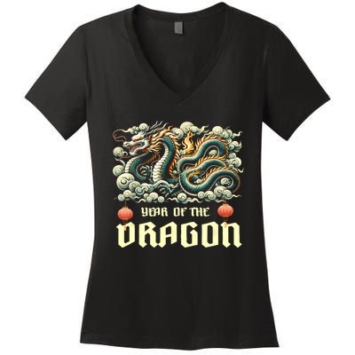 Chinese Lunar New Year 2024 Year Of The Dragon Zodiac Gift Women's V-Neck T-Shirt