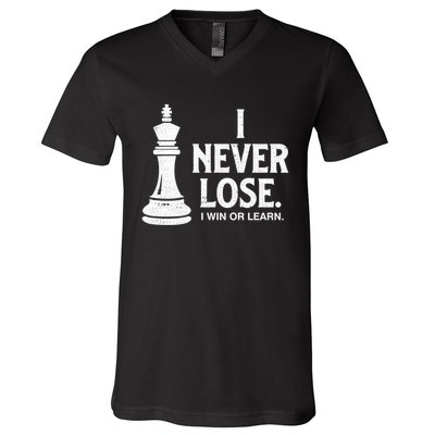 Chess Lovers Never Lose Gift V-Neck T-Shirt