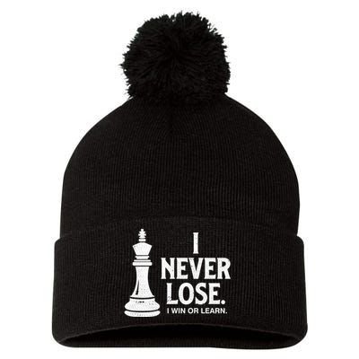 Chess Lovers Never Lose Gift Pom Pom 12in Knit Beanie