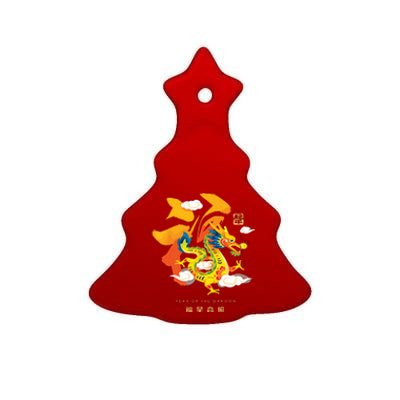 Chinese Lunar New Year 2024 Year Of The Dragon Zodiac Sign Ceramic Tree Ornament