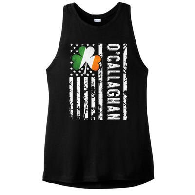 Callaghan Last Name Irish Pride Flag USA St Patrick's Day Ladies PosiCharge Tri-Blend Wicking Tank