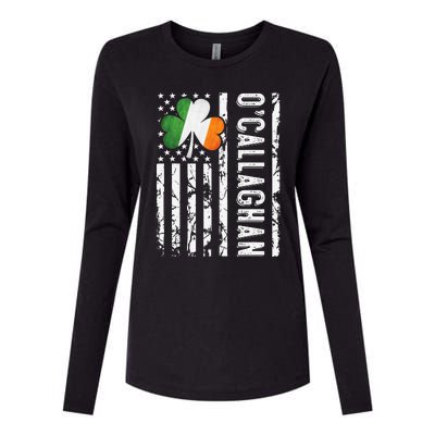 Callaghan Last Name Irish Pride Flag USA St Patrick's Day Womens Cotton Relaxed Long Sleeve T-Shirt