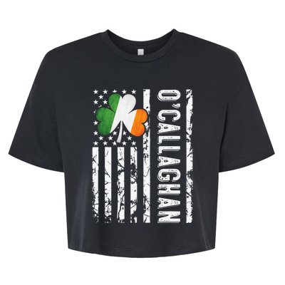 Callaghan Last Name Irish Pride Flag USA St Patrick's Day Bella+Canvas Jersey Crop Tee