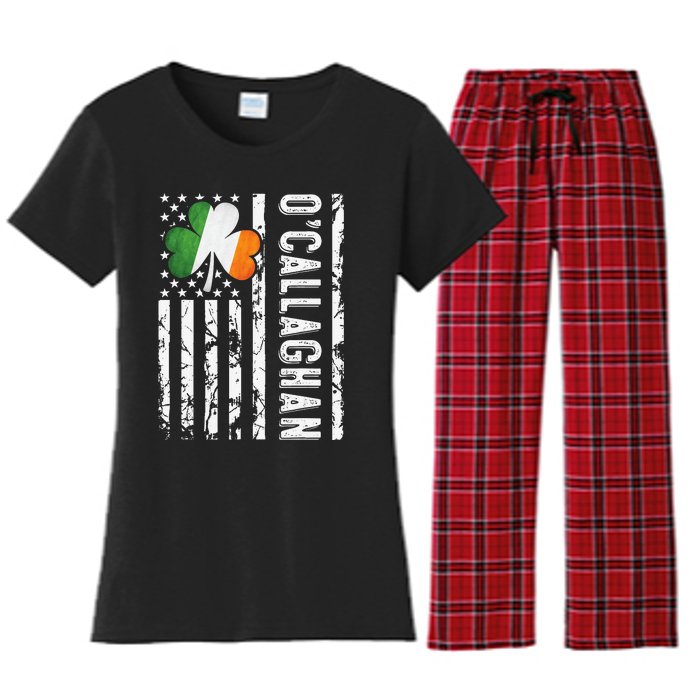 Callaghan Last Name Irish Pride Flag USA St Patrick's Day Women's Flannel Pajama Set