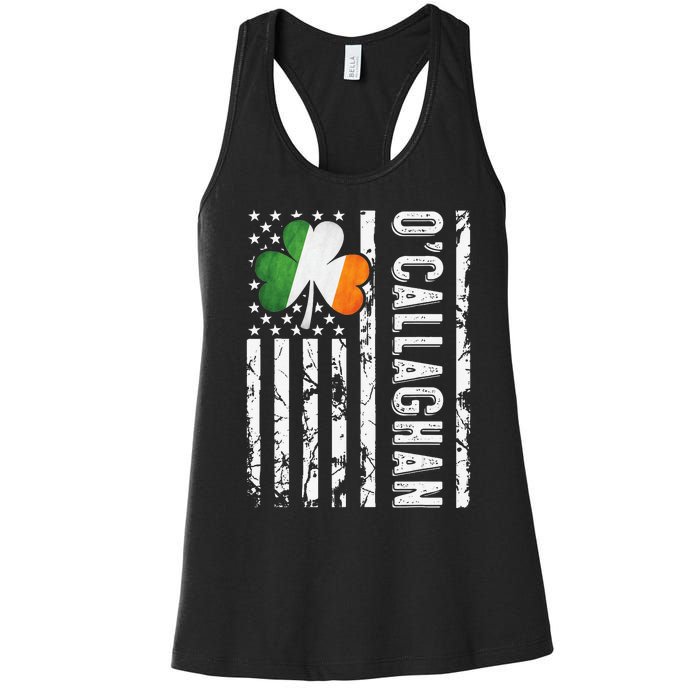 Callaghan Last Name Irish Pride Flag USA St Patrick's Day Women's Racerback Tank