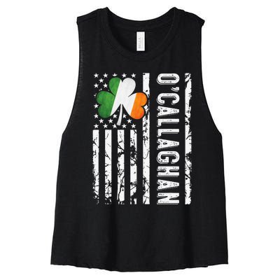 Callaghan Last Name Irish Pride Flag USA St Patrick's Day Women's Racerback Cropped Tank