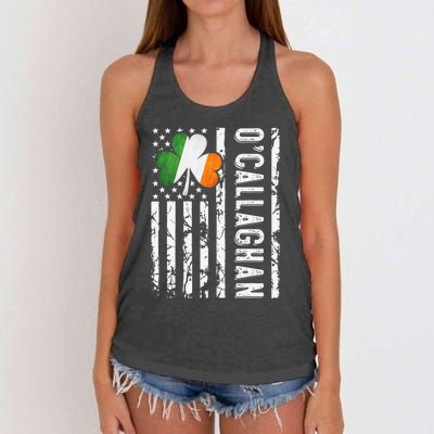 Callaghan Last Name Irish Pride Flag USA St Patrick's Day Women's Knotted Racerback Tank