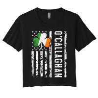 Callaghan Last Name Irish Pride Flag USA St Patrick's Day Women's Crop Top Tee