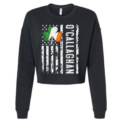 Callaghan Last Name Irish Pride Flag USA St Patrick's Day Cropped Pullover Crew