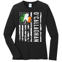 Callaghan Last Name Irish Pride Flag USA St Patrick's Day Ladies Long Sleeve Shirt