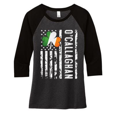 Callaghan Last Name Irish Pride Flag USA St Patrick's Day Women's Tri-Blend 3/4-Sleeve Raglan Shirt