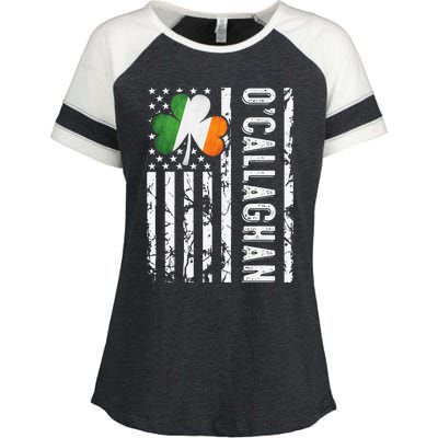 Callaghan Last Name Irish Pride Flag USA St Patrick's Day Enza Ladies Jersey Colorblock Tee