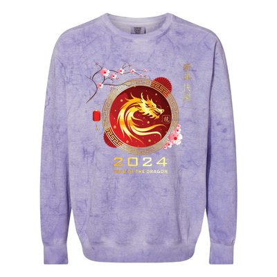 Chinese Lunar New Year 2024 Year Of The Dragon Zodiac Sign Colorblast Crewneck Sweatshirt