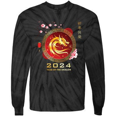 Chinese Lunar New Year 2024 Year Of The Dragon Zodiac Sign Tie-Dye Long Sleeve Shirt