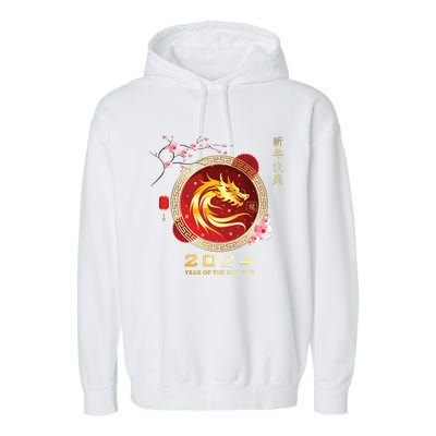 Chinese Lunar New Year 2024 Year Of The Dragon Zodiac Sign Garment-Dyed Fleece Hoodie