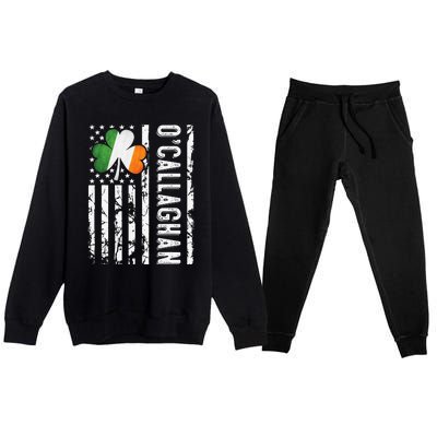 Callaghan Last Name Irish Pride Flag USA St Patrick's Day Day Premium Crewneck Sweatsuit Set