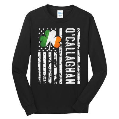 Callaghan Last Name Irish Pride Flag USA St Patrick's Day Day Tall Long Sleeve T-Shirt