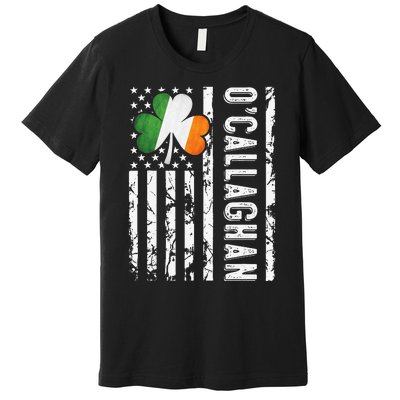 Callaghan Last Name Irish Pride Flag USA St Patrick's Day Day Premium T-Shirt