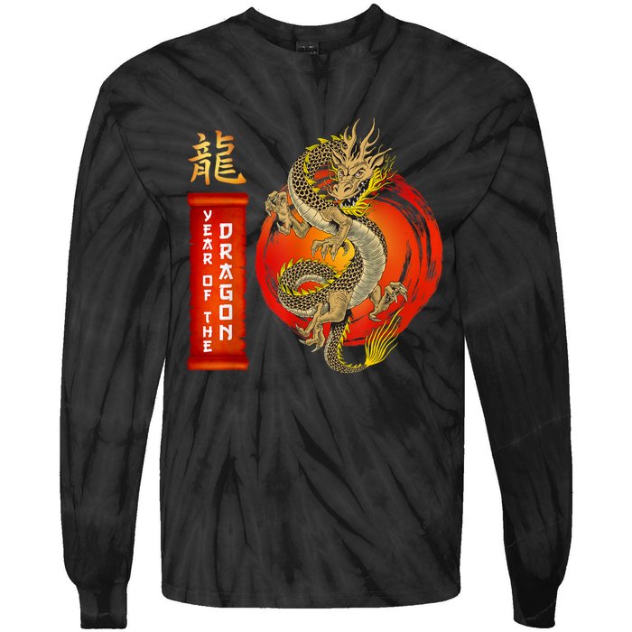 Chinese Lunar New Year 2024 Year Of The Dragon Zodiac Sign Tie-Dye Long Sleeve Shirt