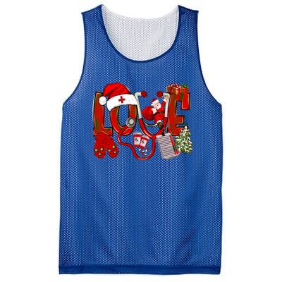 Christmas Love Nurse Stethoscope Nurses Xmas Pajamas Gift Mesh Reversible Basketball Jersey Tank