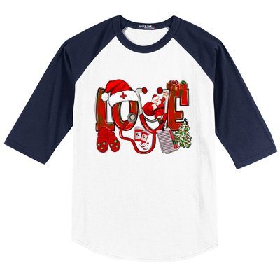 Christmas Love Nurse Stethoscope Nurses Xmas Pajamas Gift Baseball Sleeve Shirt