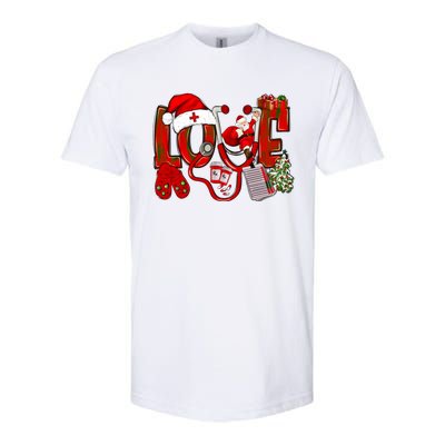 Christmas Love Nurse Stethoscope Nurses Xmas Pajamas Gift Softstyle CVC T-Shirt