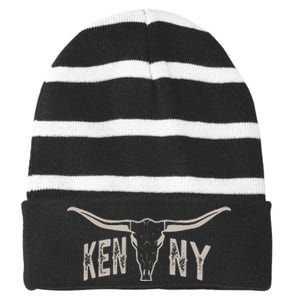 Classic Last Name Kenny Personalized Awesome Striped Beanie with Solid Band