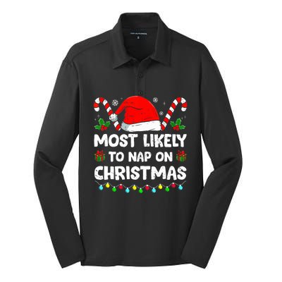 Christmas Likely Nap On Christmas Family Xmas Pajamas Pj Silk Touch Performance Long Sleeve Polo